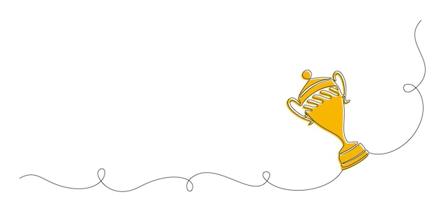 Un dibujo de línea continua de ganar el trofeo de oro símbolo de icono de logro de campeón en estilo lineal simple concepto de esquema para el mejor trazo editable de trabajo en equipo ilustración de vector de florecimiento
