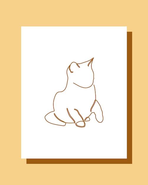 Dibujo de línea continua de gato abstracto