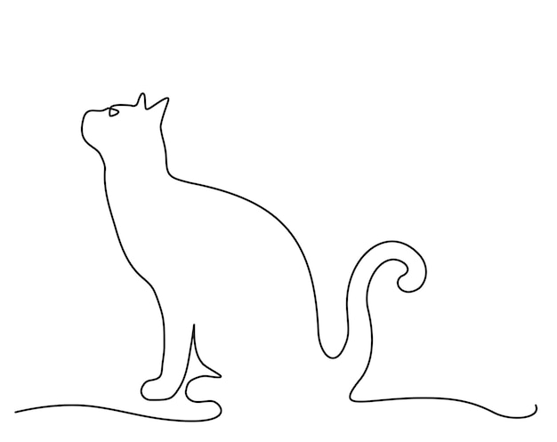 Un dibujo de una línea continua de gato para la identidad del logotipo de la empresa
