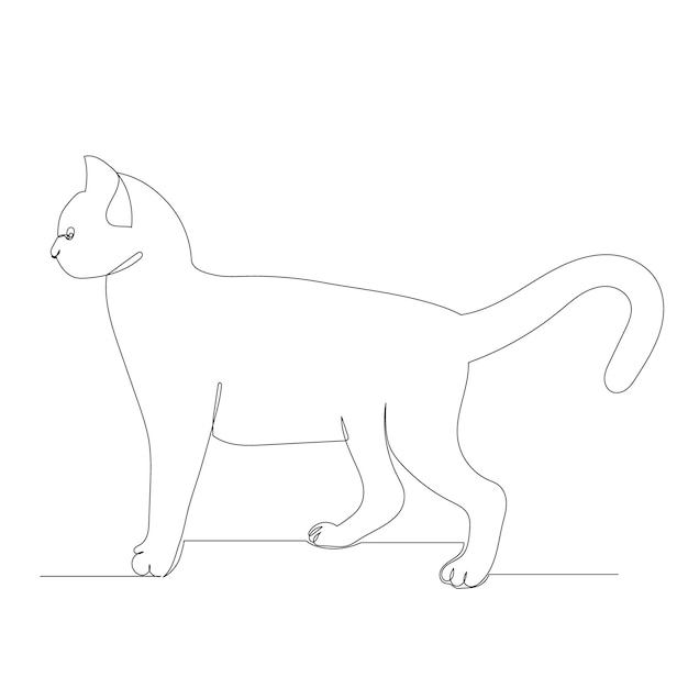 Un dibujo de línea continua de un gato.