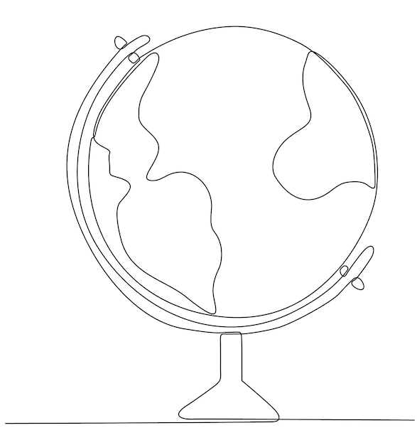 Dibujo de línea continua del globo terráqueo