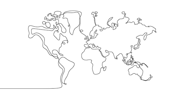 Dibujo de línea continua de globos terráqueos globo terráqueo similar mundo mapa silueta telón de fondo para educación viajes en todo el mundo gráficos de información ciencia Web presentaciones aisladas sobre fondo blanco