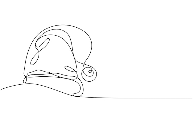 Dibujo de línea continua de la gorra de Papá Noel icono de una línea fondo de dibujo de una línea