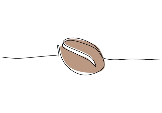 Un dibujo de línea continua de granos de café orgánicos saludables enteros para la identidad del logotipo del restaurante concepto de semilla aromática fresca bebida de café minimalismo dibujo a mano diseño gráfico ilustración vectorial