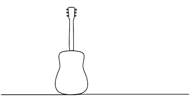 Un dibujo de línea continua de guitarra acústica Guitarra Ilustración de línea continua eléctrica