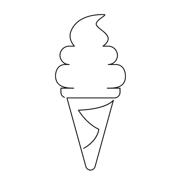 Dibujo de línea continua Helado Negro aislado sobre fondo blanco Ilustración vectorial dibujada a mano Comida rápida