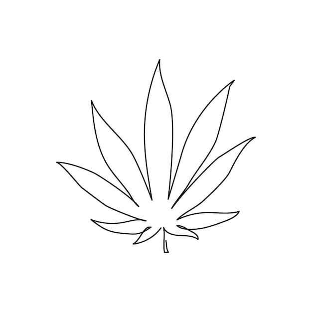 Dibujo de línea continua de hoja de cannabis. arte de una línea de hojas, hierbas, plantas, drogas. ilustración de vector dibujado a mano.