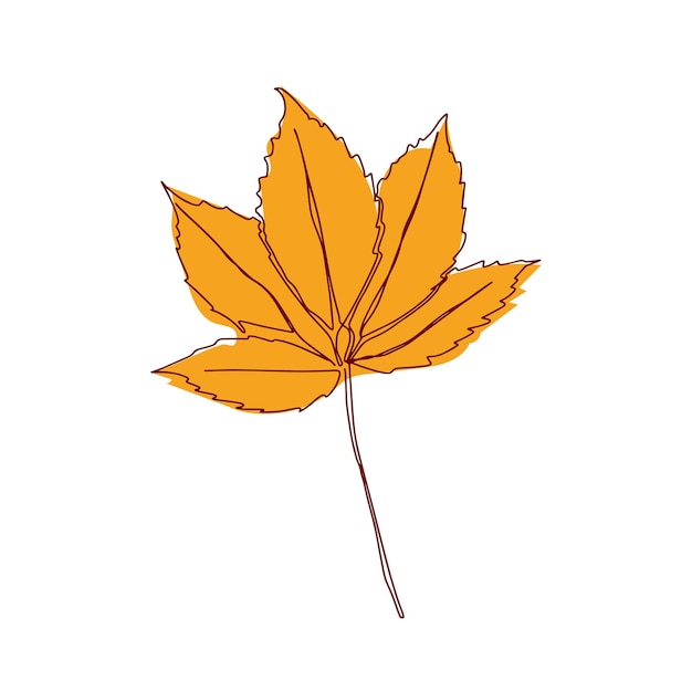 Vector dibujo de línea continua de hoja de otoño vectorial icono de estilo de una línea de hoja de otoño