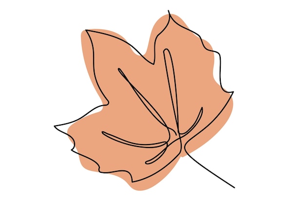 Dibujo de línea continua de hojas de arce dibujadas a mano Diseño mínimo simplicidad tema de otoño