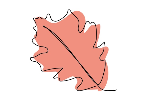 Dibujo de línea continua de hojas de roble dibujado a mano Diseño mínimo simplicidad tema de otoño