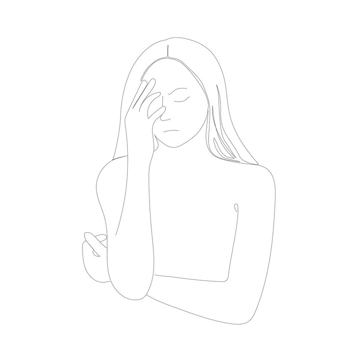 Dibujo de línea continua de un hombre en depresión y dolor dibujos tristes