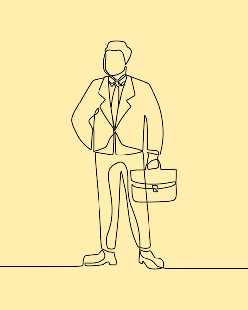 dibujo de línea continua en el hombre de negocios