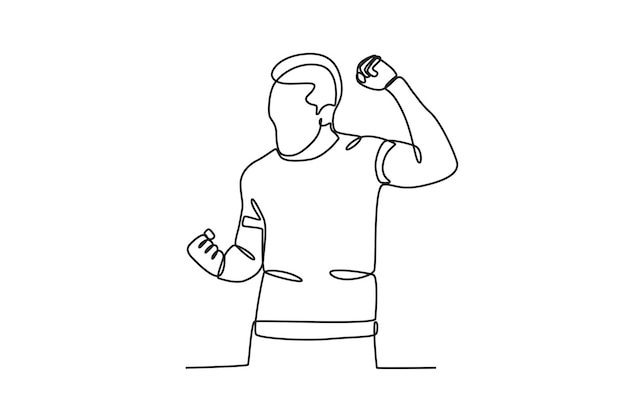 Un dibujo de línea continua de un hombre que es feliz y alegre Diseño dinámico de dibujo de una sola línea g