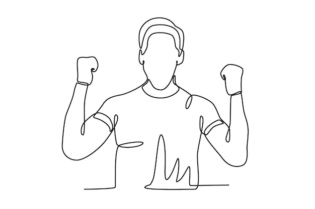 Un dibujo de línea continua de un hombre que es feliz y alegre Diseño dinámico de dibujo de una sola línea g