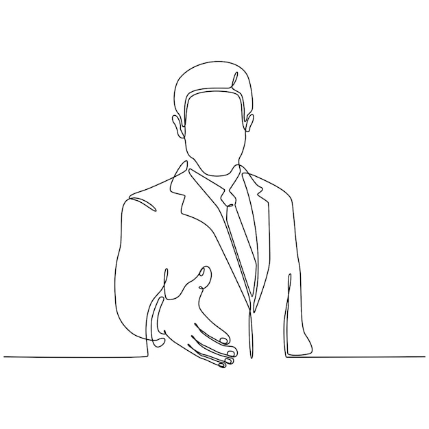 Dibujo de línea continua de un hombre tendiendo una mano a una ilustración de vector de trato