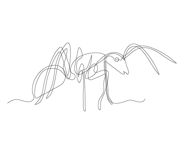 Dibujo de una línea continua de hormiga abstracta
