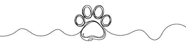 Dibujo de línea continua de la huella animal Dibujo lineal de una huella animal