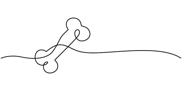 Dibujo de línea continua de hueso humano Arte de línea de hueso de perro Un dibujo de línea de fondo vectorial