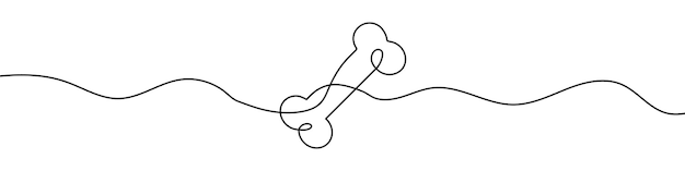 Dibujo de línea continua de hueso humano Arte de línea de hueso de perro