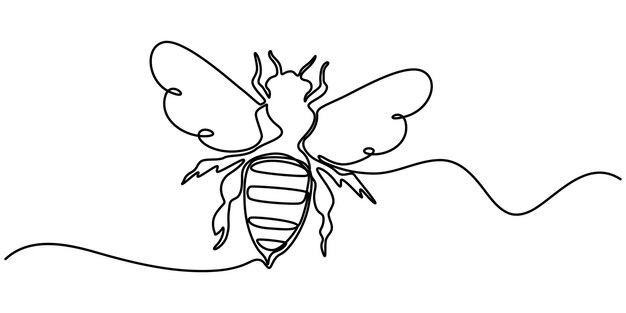 Un dibujo de línea continua del icono de abeja Ilustración de vector de línea única Vector de abeja de miel uno