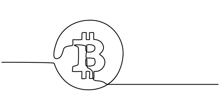 Vector dibujo de línea continua del icono de bitcoin ilustración vectorial del símbolo dibujado a mano dibujo en línea continua