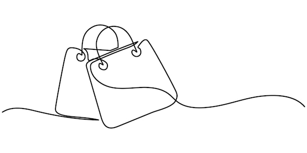 Dibujo de línea continua de icono de bolsa reutilizable dibujo a mano símbolo vector ilustración de compras único
