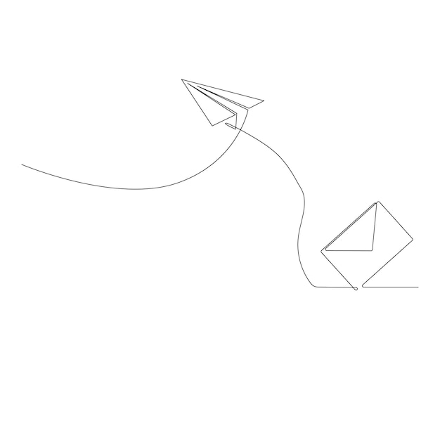 Dibujo de línea continua del ícono de correo electrónico Ilustración vectorial de símbolos dibujados a mano