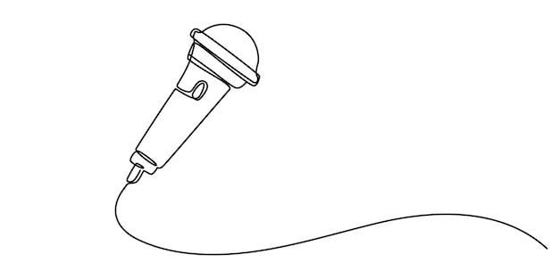Dibujo de línea continua de icono de karaoke dibujado a mano símbolo vector ilustración micrófono en uno
