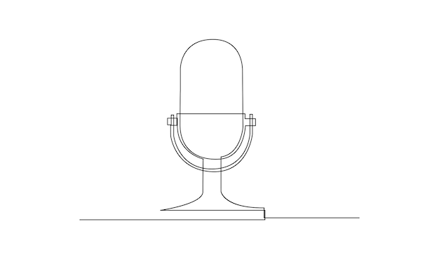 Dibujo de línea continua del icono del micrófono con cable vectorial