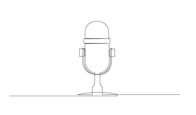 Dibujo de línea continua del icono del micrófono con cable vectorial