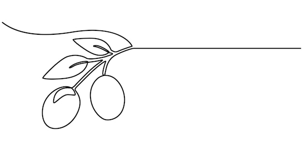 Dibujo de línea continua del icono del olivo Vector de símbolo dibujado a mano Ilustración del brunch del olivo