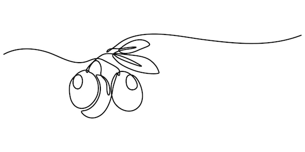 Dibujo de línea continua del icono del olivo Vector de símbolo dibujado a mano Ilustración del brunch del olivo