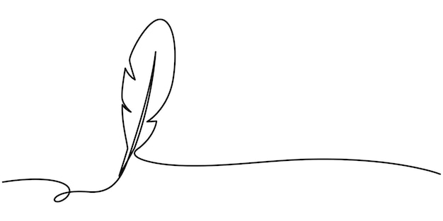 Dibujo de línea continua del icono de la pluma Símbolo dibujado a mano Ilustración vectorial pluma de pájaro