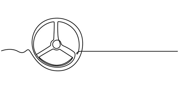 Dibujo de línea continua del icono de la rueda del automóvil Un icono de línea de la ruedas Un fondo de dibujo de línea