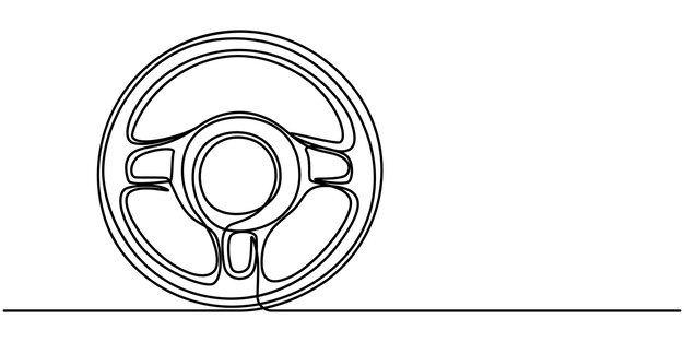 Dibujo de línea continua del icono de la rueda del automóvil Un icono de línea de la ruedas Un fondo de dibujo de línea