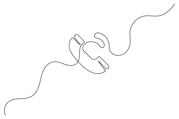Dibujo de línea continua del icono del teléfono arte de una línea y icono de llamada aislado contorno vector plano