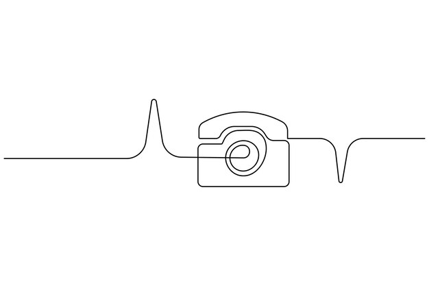 Dibujo de línea continua del icono del teléfono arte de una línea y icono de llamada aislado contorno vector plano