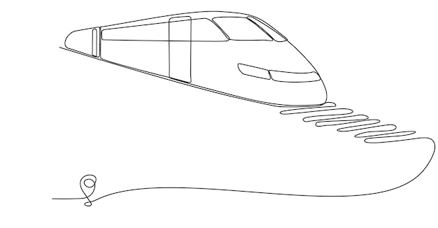 Dibujo de línea continua del icono de vector de línea de vía férrea de una ruta de estación de tren con inicio