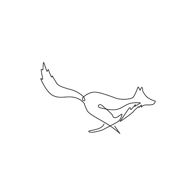 Dibujo de línea continua de la identidad del logotipo corporativo de zorro lindo Concepto de icono de animal de zoológico de mamífero dinámico
