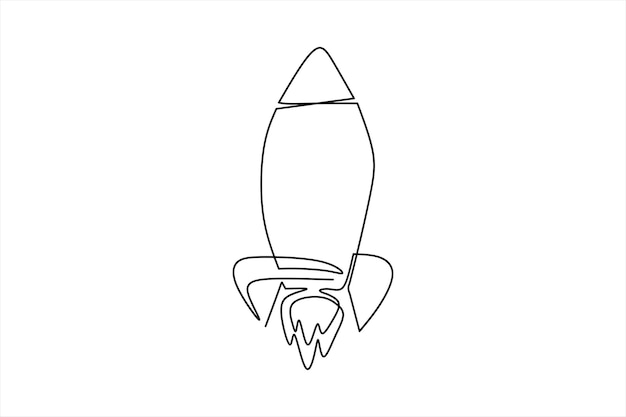 Dibujo de línea continua de ilustración de cohete espacial