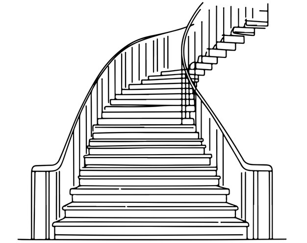 Dibujo de línea continua de la ilustración de las escaleras