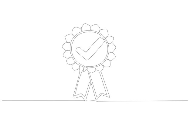 Dibujo de línea continua de una ilustración de vector de cinta de premio Vector Premium