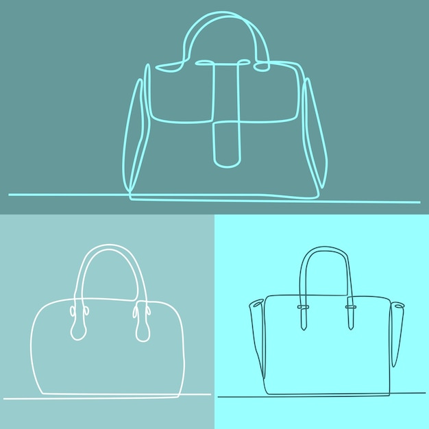 Dibujo de línea continua de la ilustración de vector de colección de bolso de damas