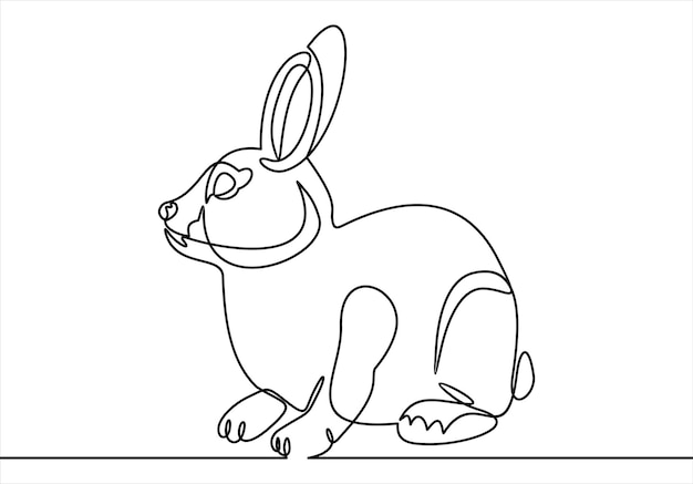 dibujo de línea continua de ilustración de vector de conejo lindo