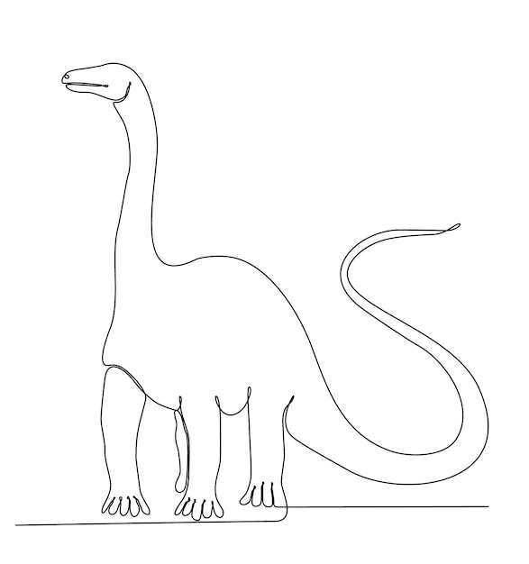 dibujo de línea continua de ilustración de vector de dinosaurio