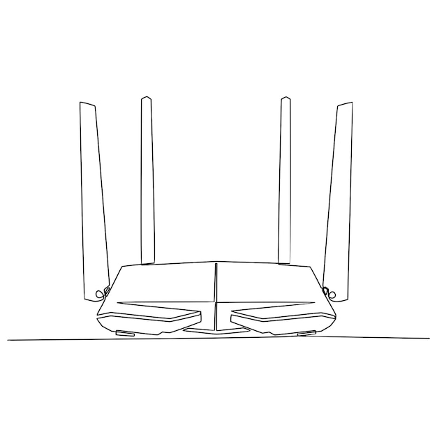 Dibujo de línea continua de la ilustración de vector de enrutador wifi