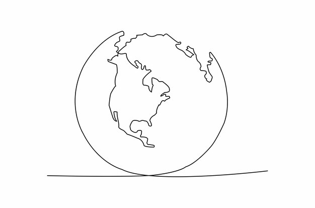 Dibujo de línea continua de la ilustración de vector de icono de globo Vector Premium