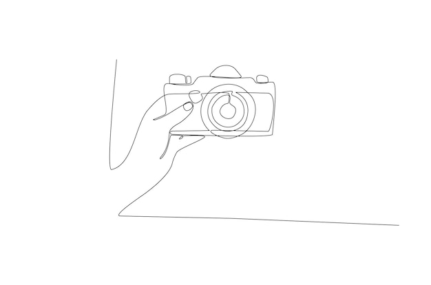 Dibujo de línea continua de ilustración de vector de mano de tiro Vector Premium