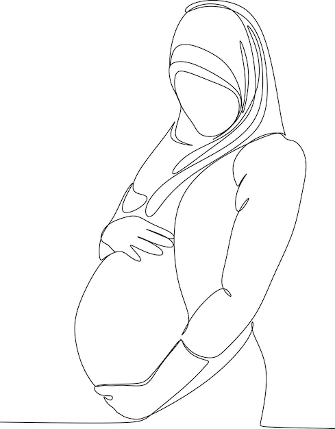 Dibujo de línea continua de la ilustración de vector de mujer embarazada