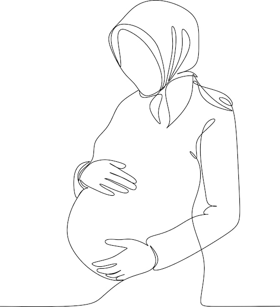 Dibujo de línea continua de la ilustración de vector de mujer embarazada